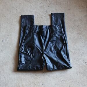 BBJ Leatherette Black Vegan Leather Leggings High Rise Moto Skinny Pants L